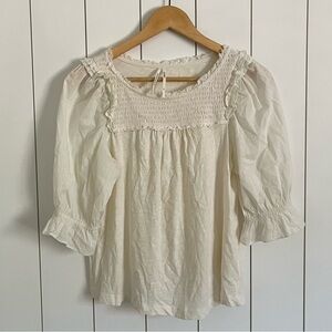Anthropologie Smocked Puff Sleeve Top